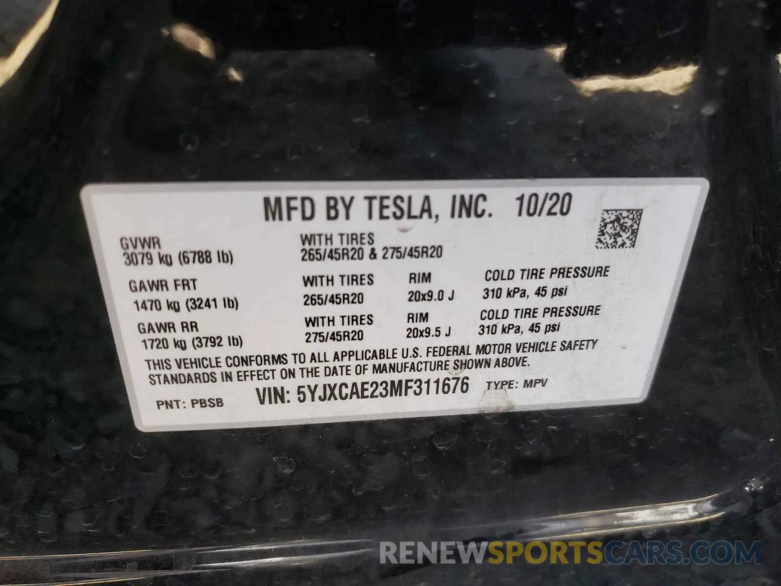 10 fotografías del automóvil dañado 5YJXCAE23MF311676 TESLA MODEL X 2021