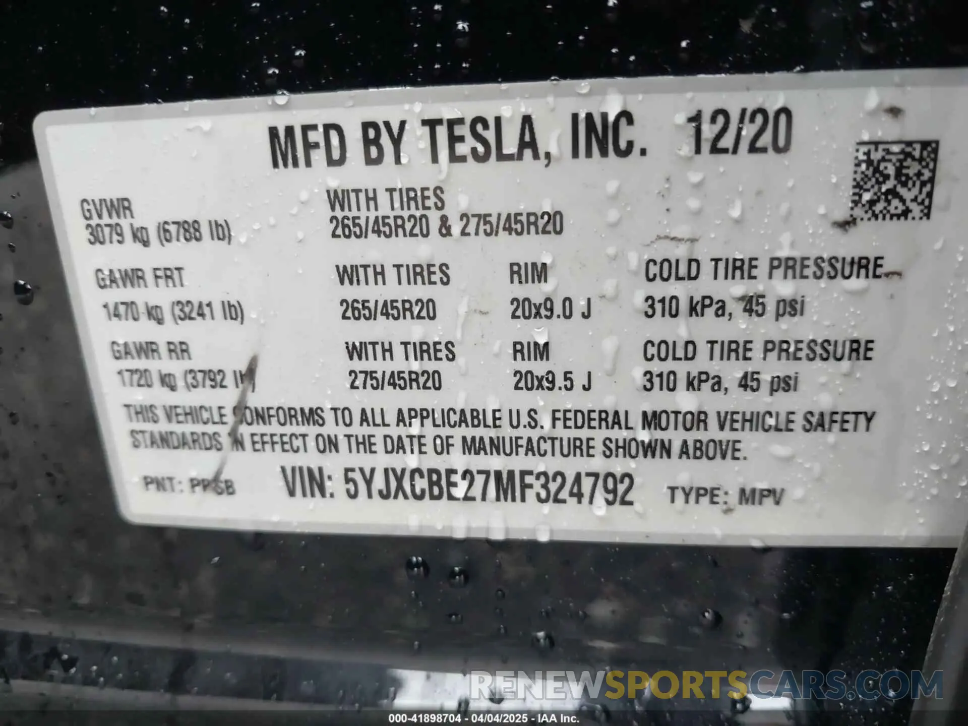 9 fotografías del automóvil dañado 5YJXCBE27MF324792 TESLA MODEL X 2021