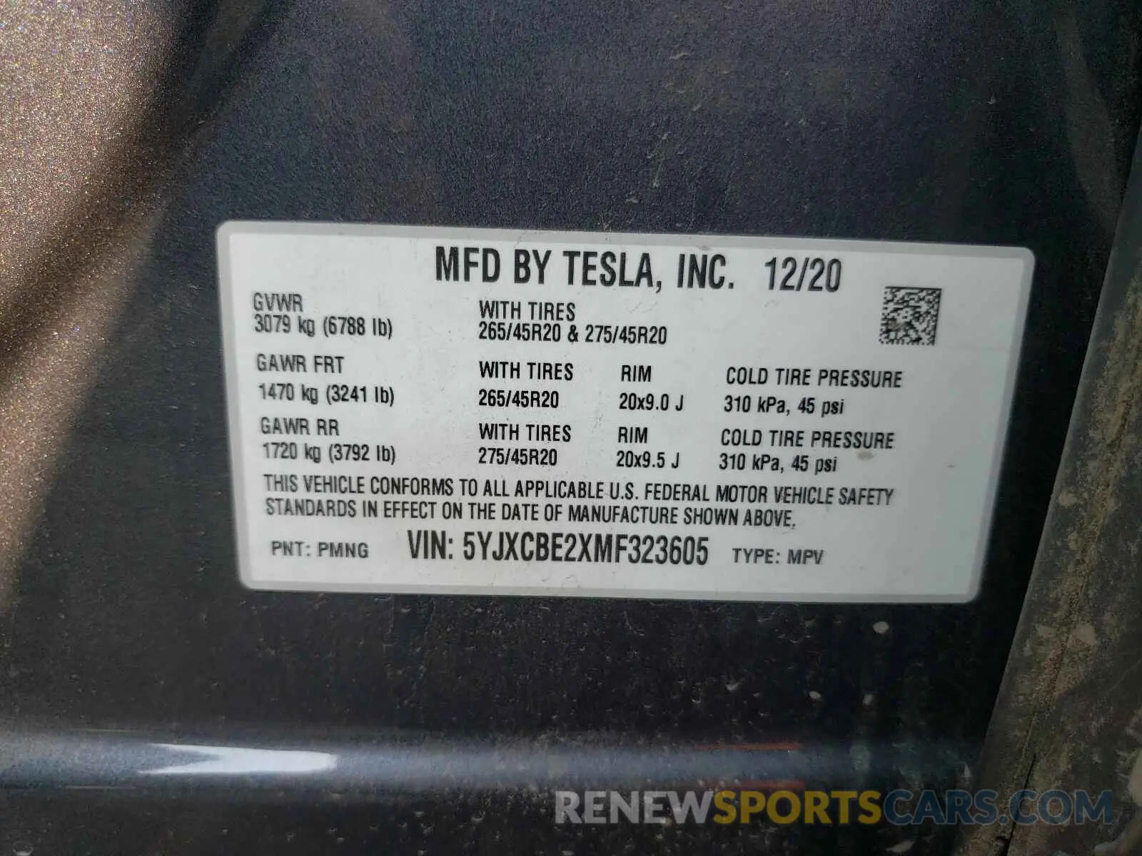 10 fotografías del automóvil dañado 5YJXCBE2XMF323605 TESLA MODEL X 2021