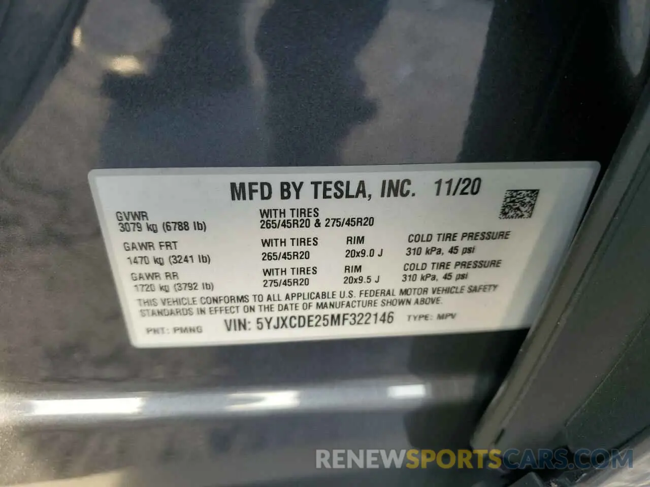 12 fotografías del automóvil dañado 5YJXCDE25MF322146 TESLA MODEL X 2021