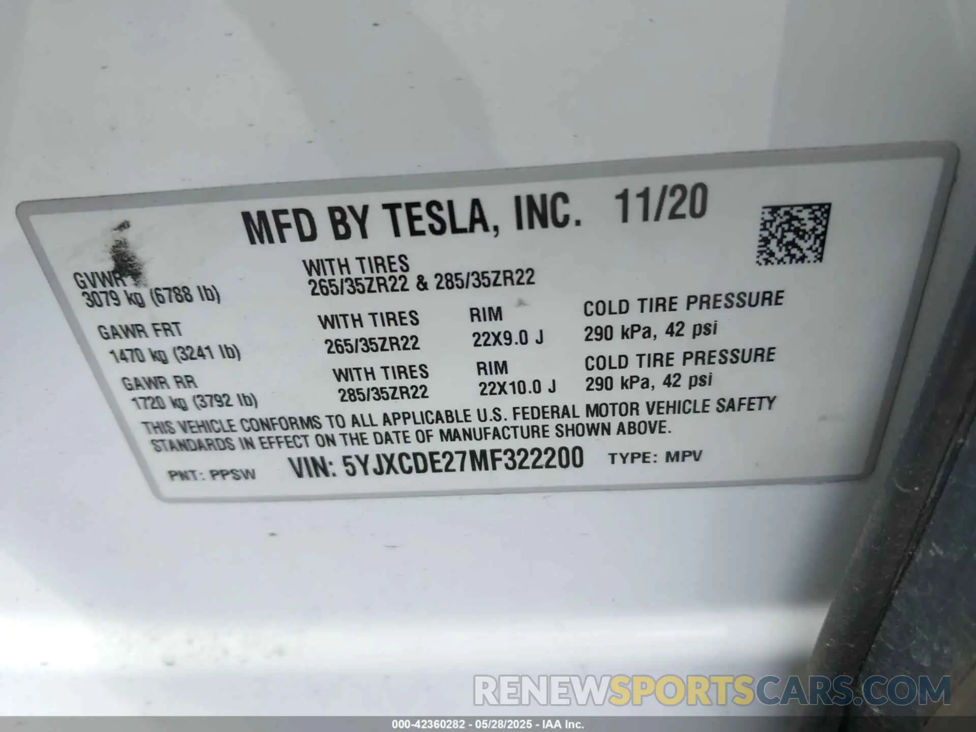 9 fotografías del automóvil dañado 5YJXCDE27MF322200 TESLA MODEL X 2021