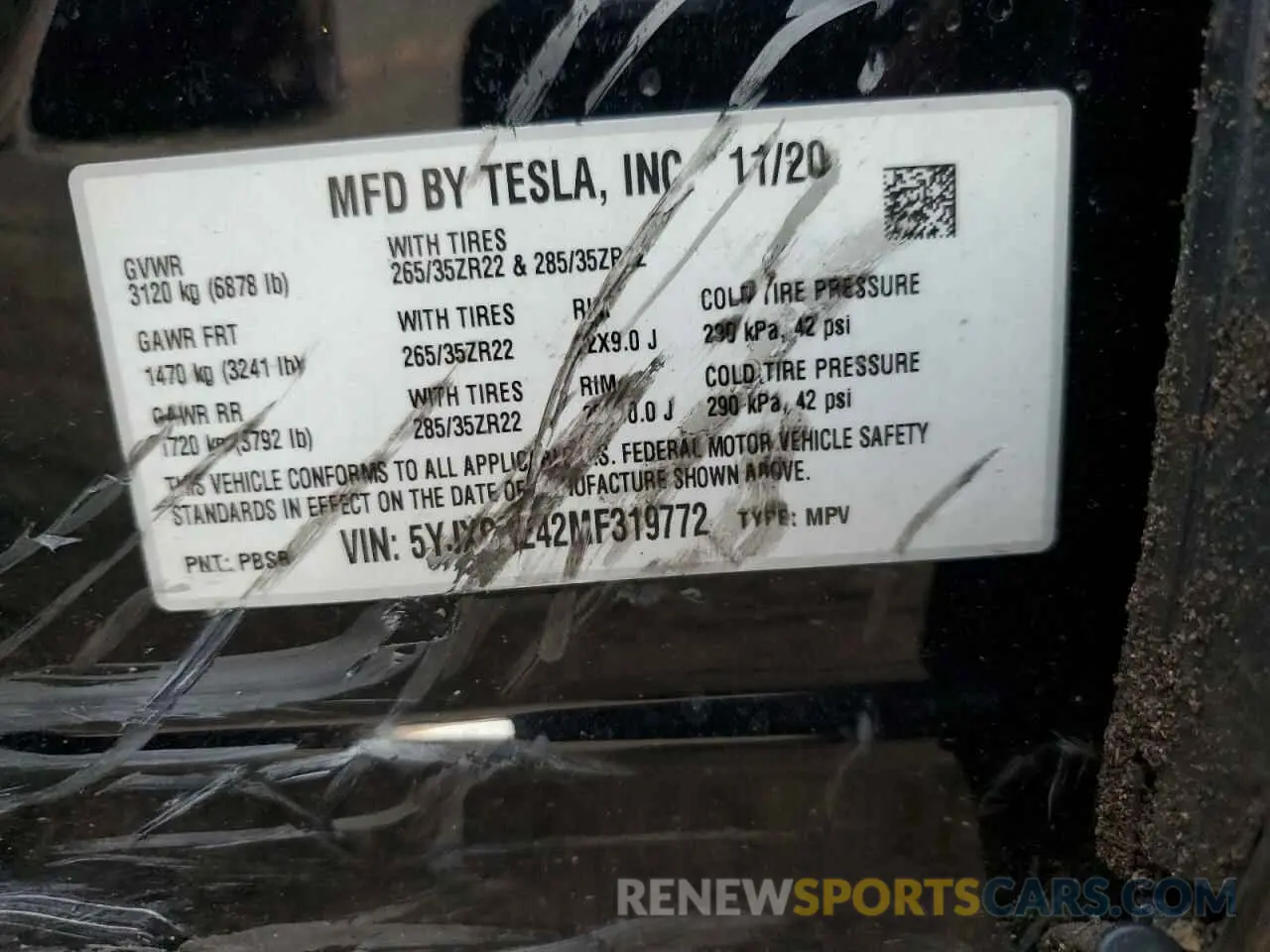 13 fotografías del automóvil dañado 5YJXCDE42MF319772 TESLA MODEL X 2021