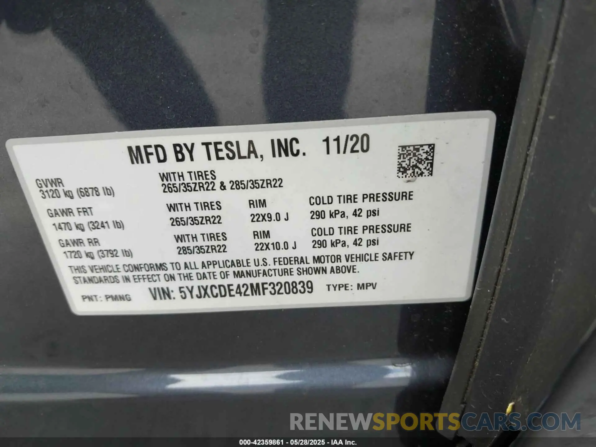 9 fotografías del automóvil dañado 5YJXCDE42MF320839 TESLA MODEL X 2021
