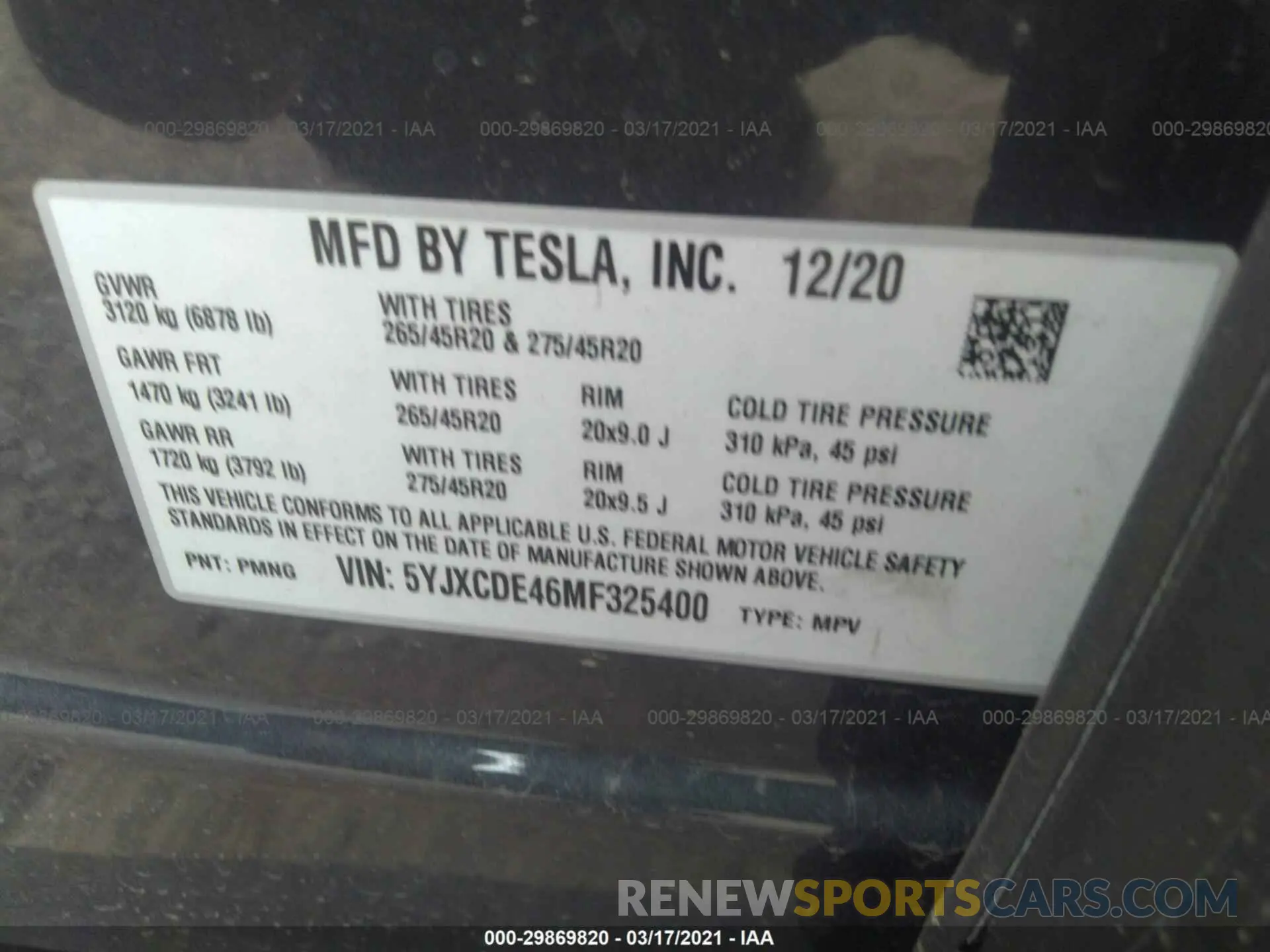 9 fotografías del automóvil dañado 5YJXCDE46MF325400 TESLA MODEL X 2021