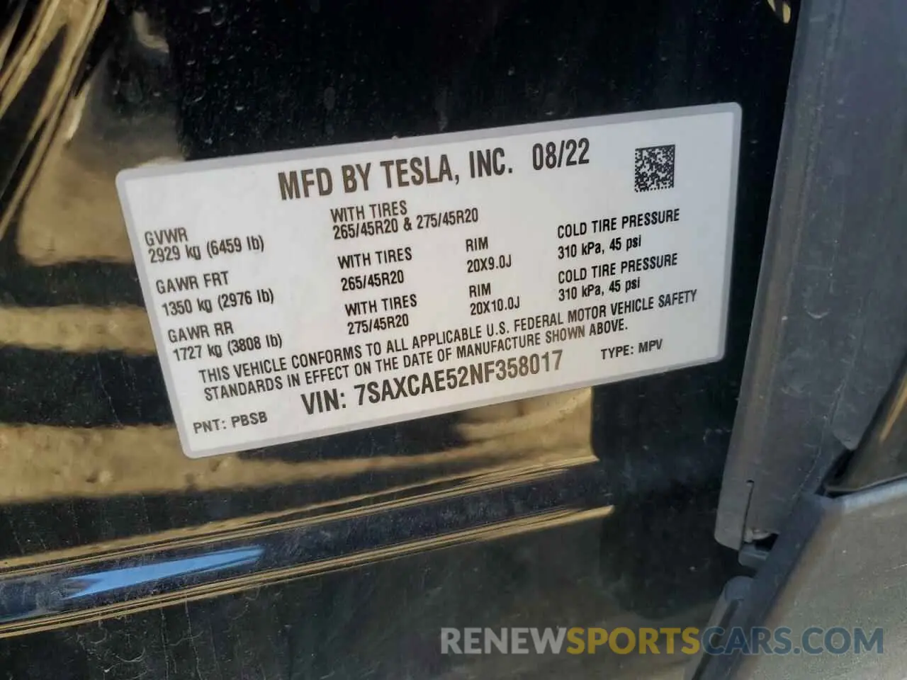 14 fotografías del automóvil dañado 7SAXCAE52NF358017 TESLA MODEL X 2022
