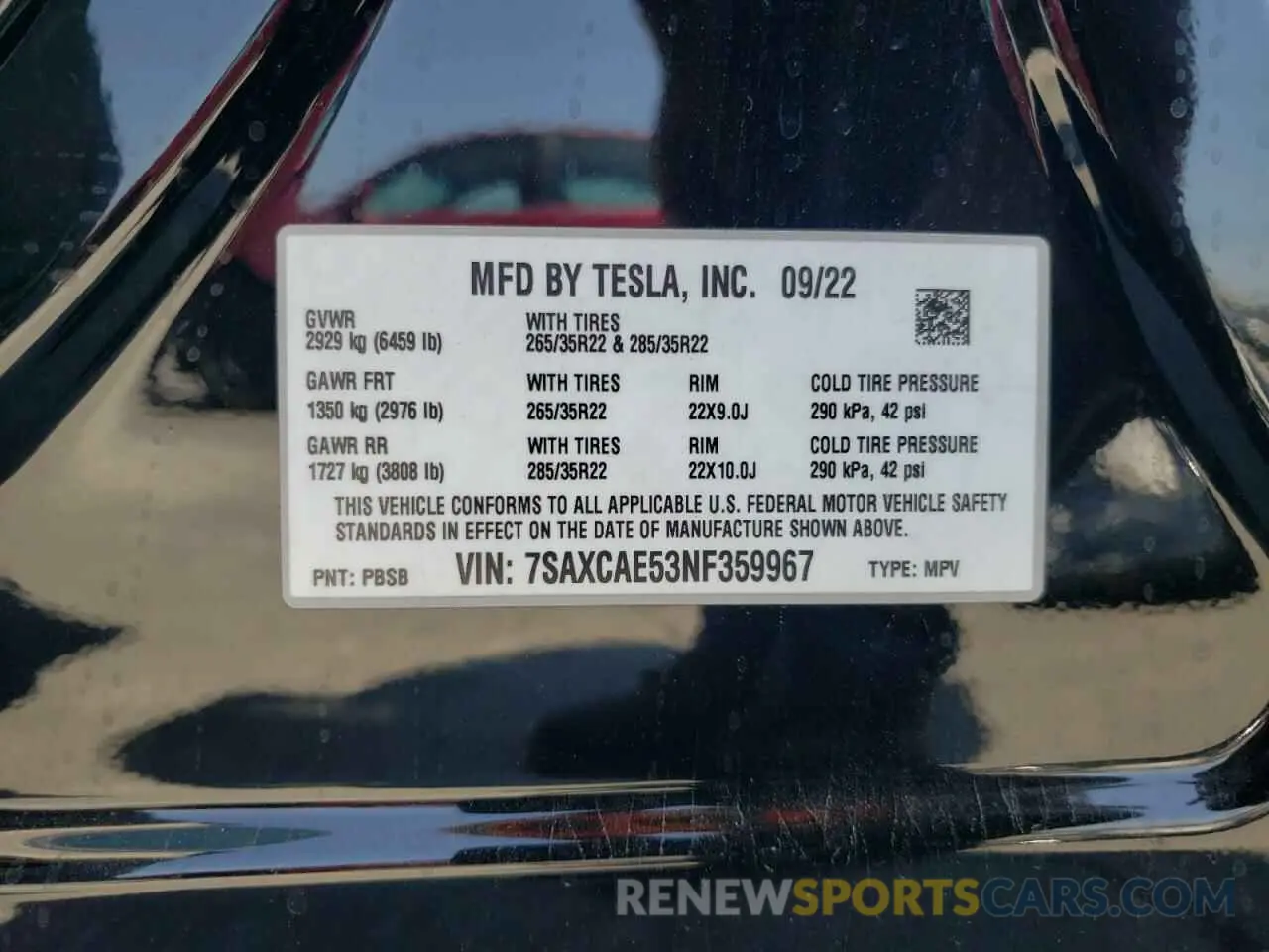 12 fotografías del automóvil dañado 7SAXCAE53NF359967 TESLA MODEL X 2022