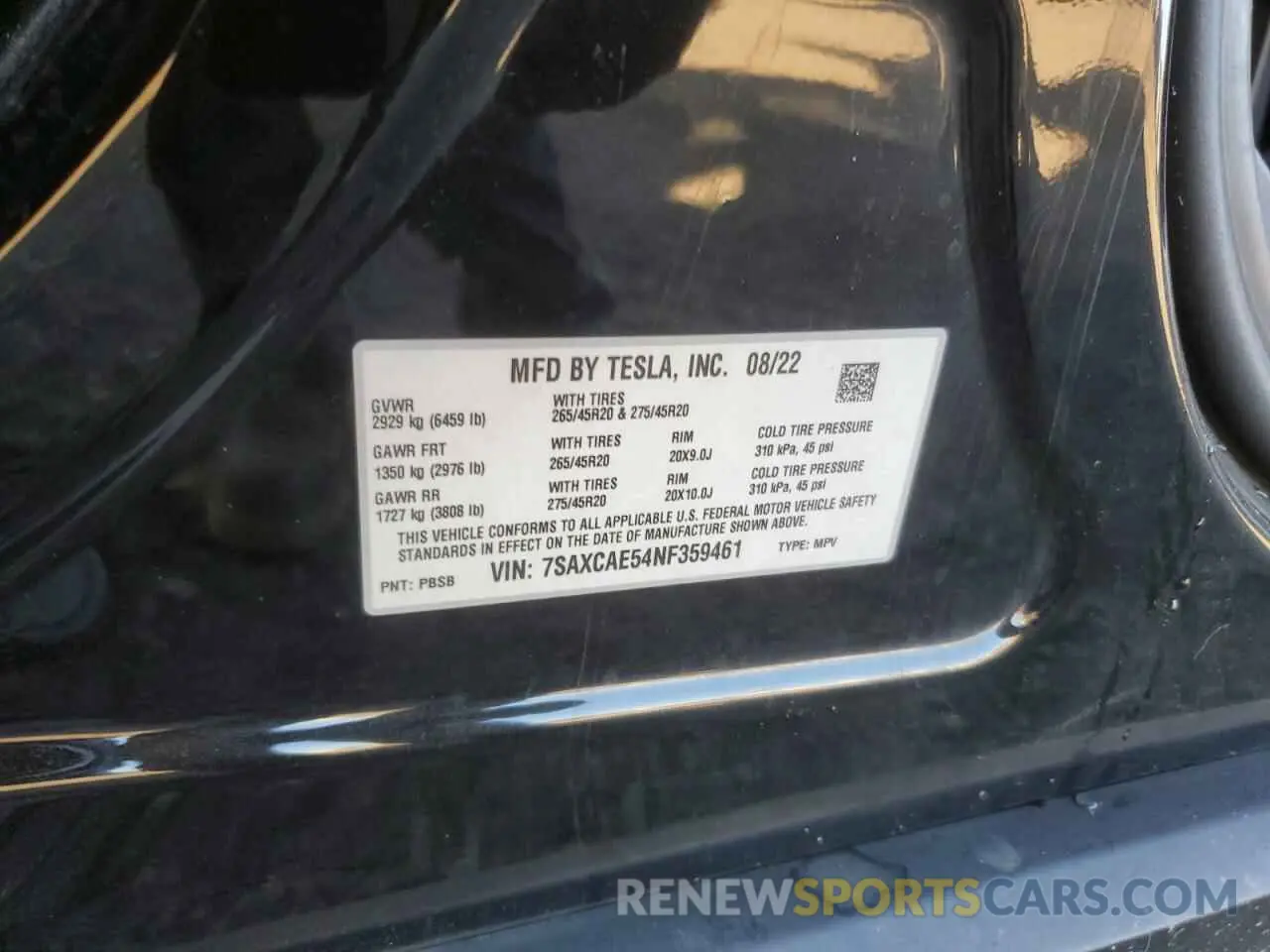 13 fotografías del automóvil dañado 7SAXCAE54NF359461 TESLA MODEL X 2022