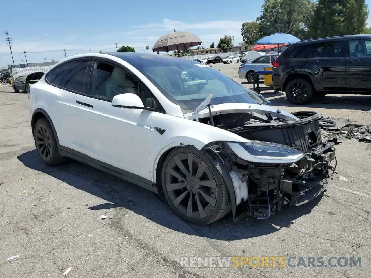 4 fotografías del automóvil dañado 7SAXCAE5XNF356175 TESLA MODEL X 2022