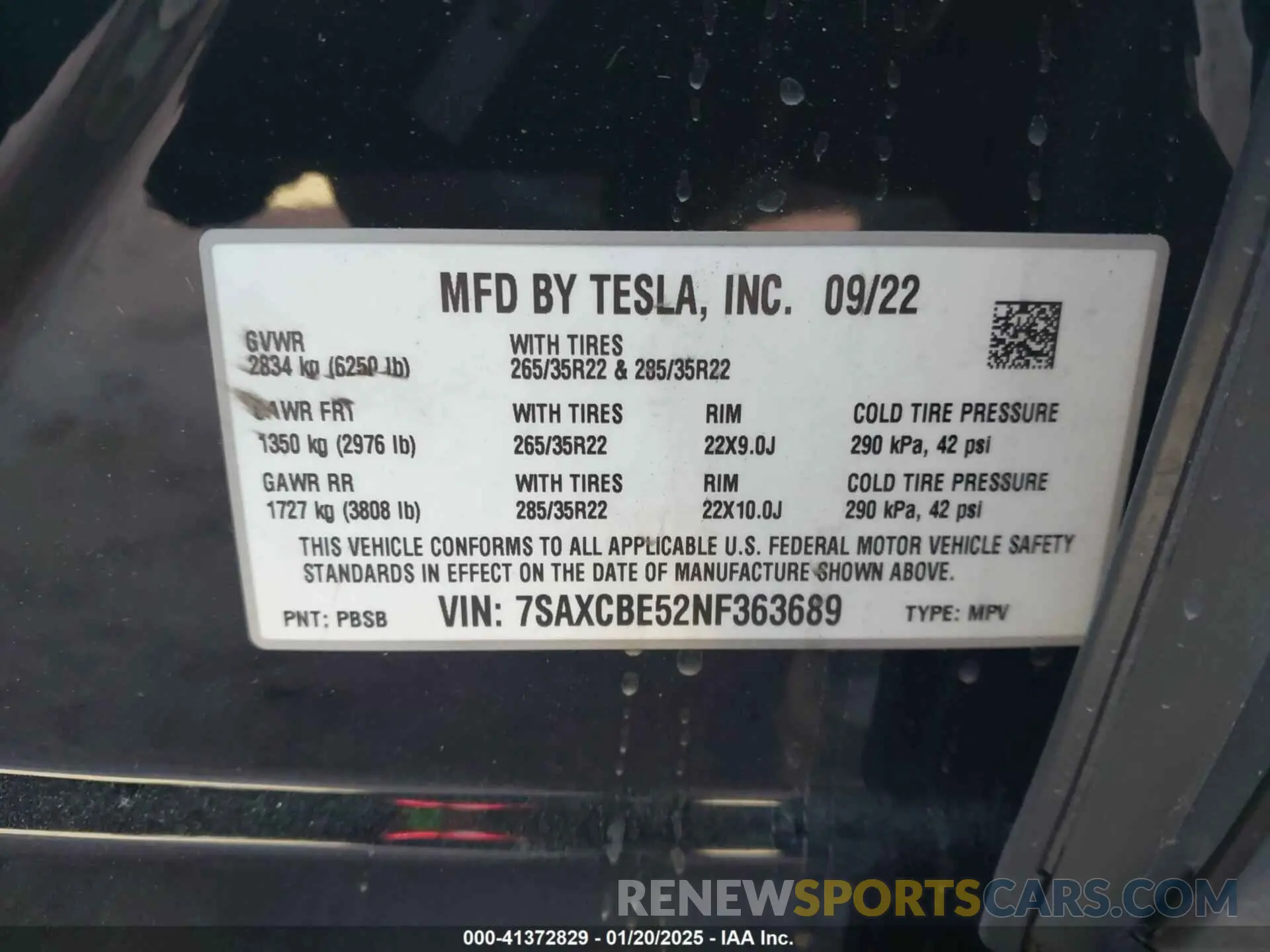 9 fotografías del automóvil dañado 7SAXCBE52NF363689 TESLA MODEL X 2022