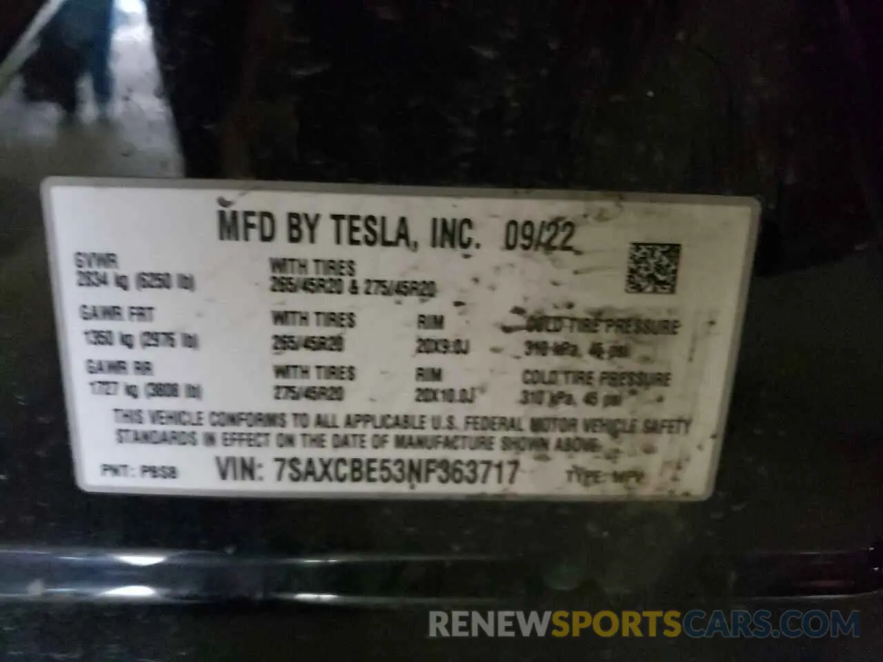 12 fotografías del automóvil dañado 7SAXCBE53NF363717 TESLA MODEL X 2022