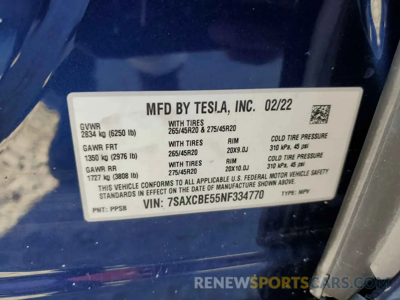 14 fotografías del automóvil dañado 7SAXCBE55NF334770 TESLA MODEL X 2022