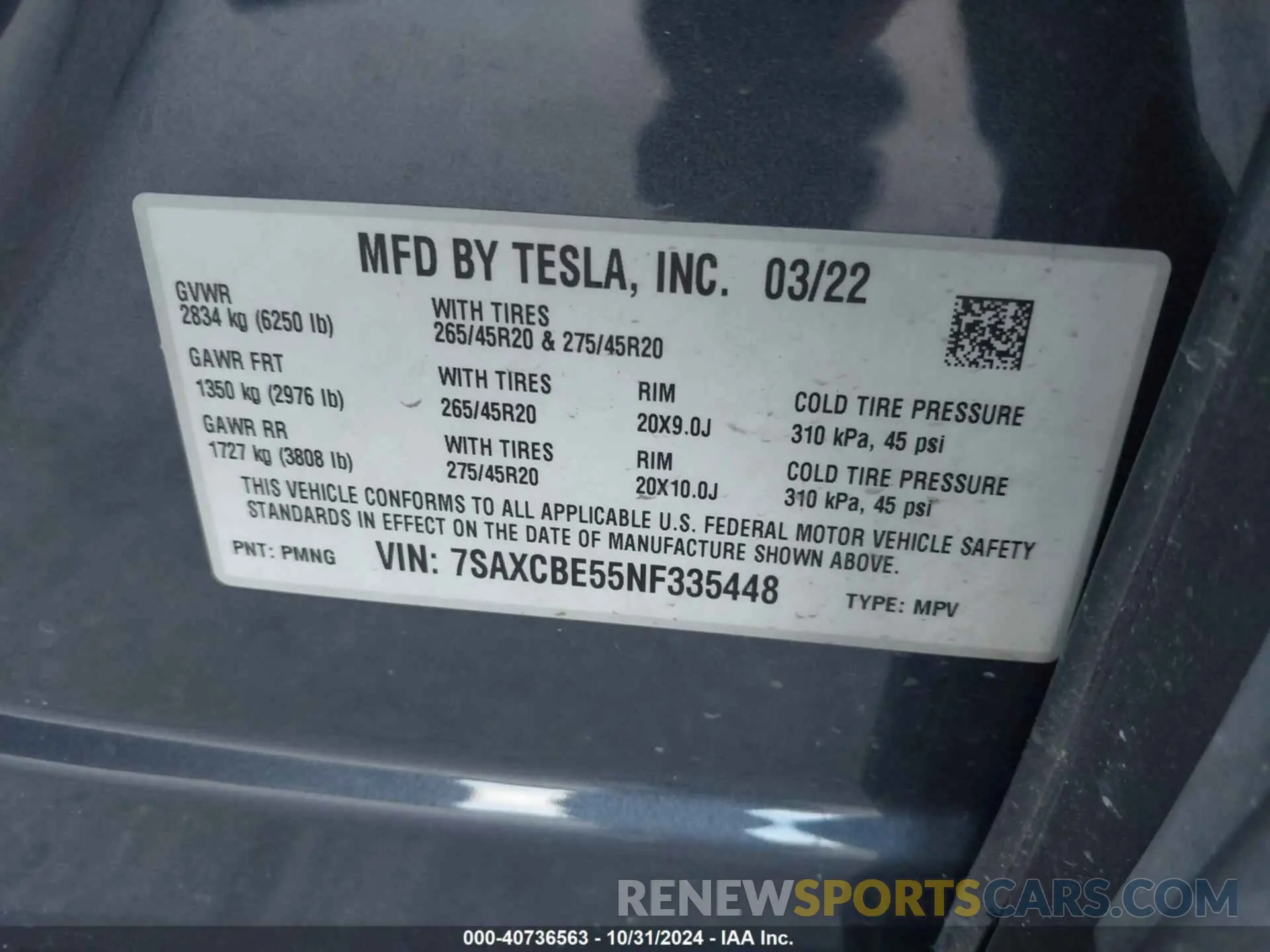 9 fotografías del automóvil dañado 7SAXCBE55NF335448 TESLA MODEL X 2022