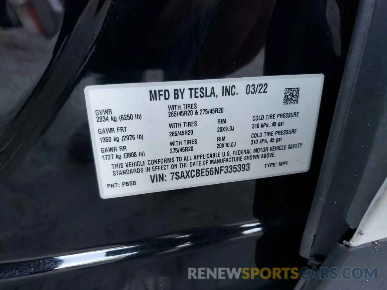 13 fotografías del automóvil dañado 7SAXCBE56NF335393 TESLA MODEL X 2022