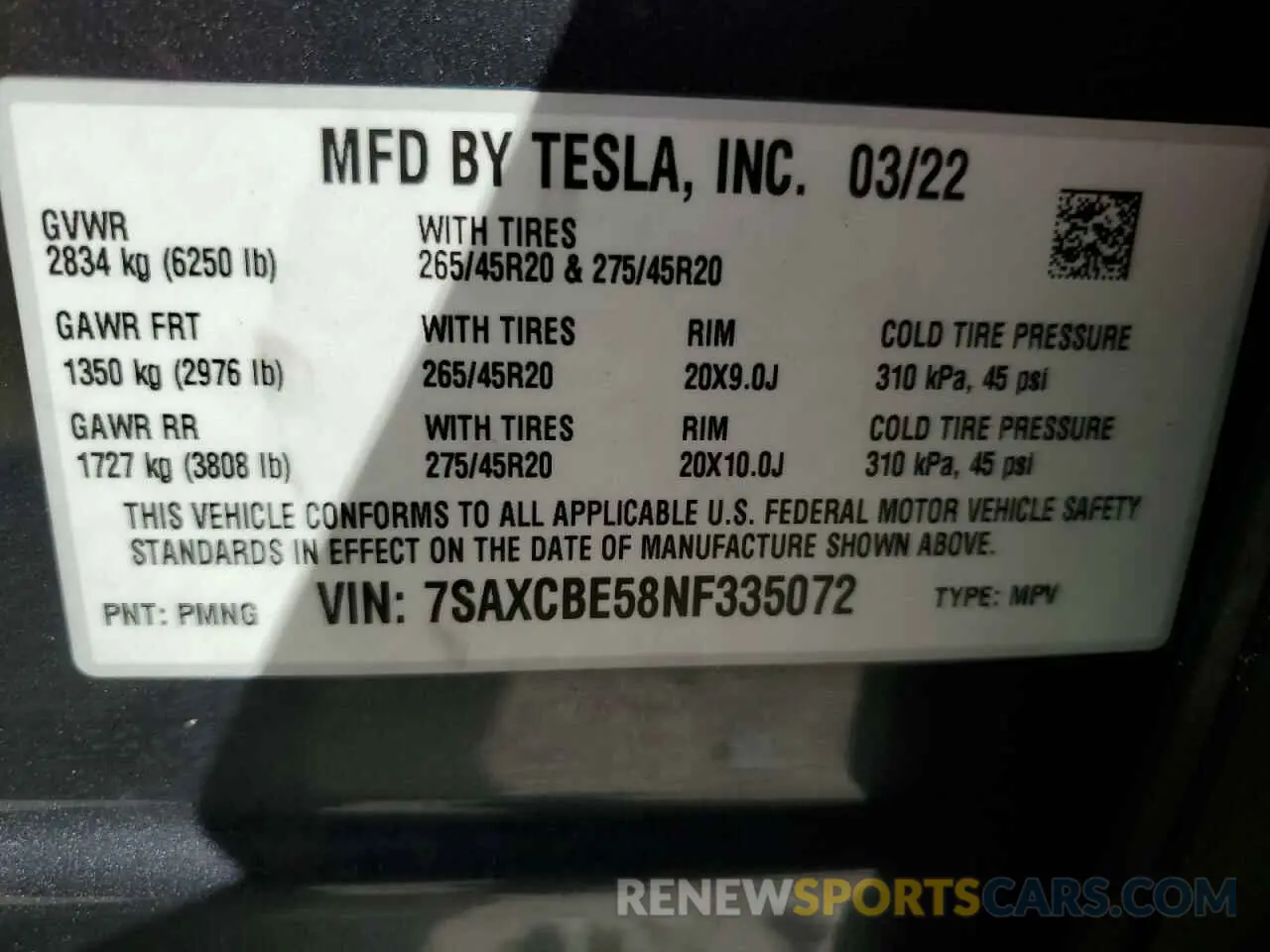 13 fotografías del automóvil dañado 7SAXCBE58NF335072 TESLA MODEL X 2022