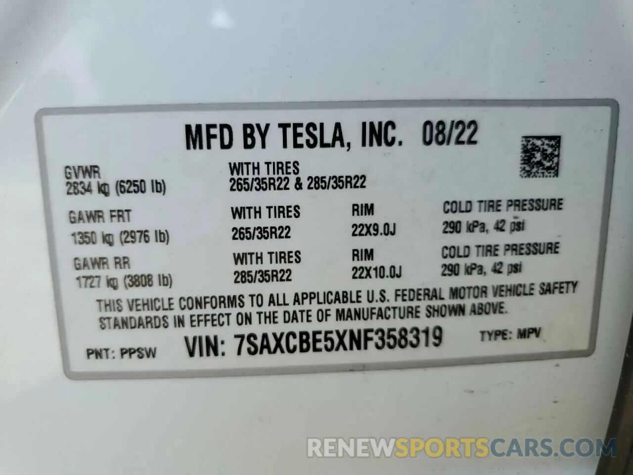 13 fotografías del automóvil dañado 7SAXCBE5XNF358319 TESLA MODEL X 2022