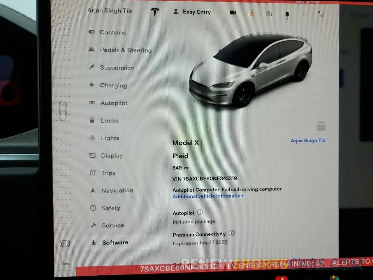 9 fotografías del automóvil dañado 7SAXCBE60NF343319 TESLA MODEL X 2022