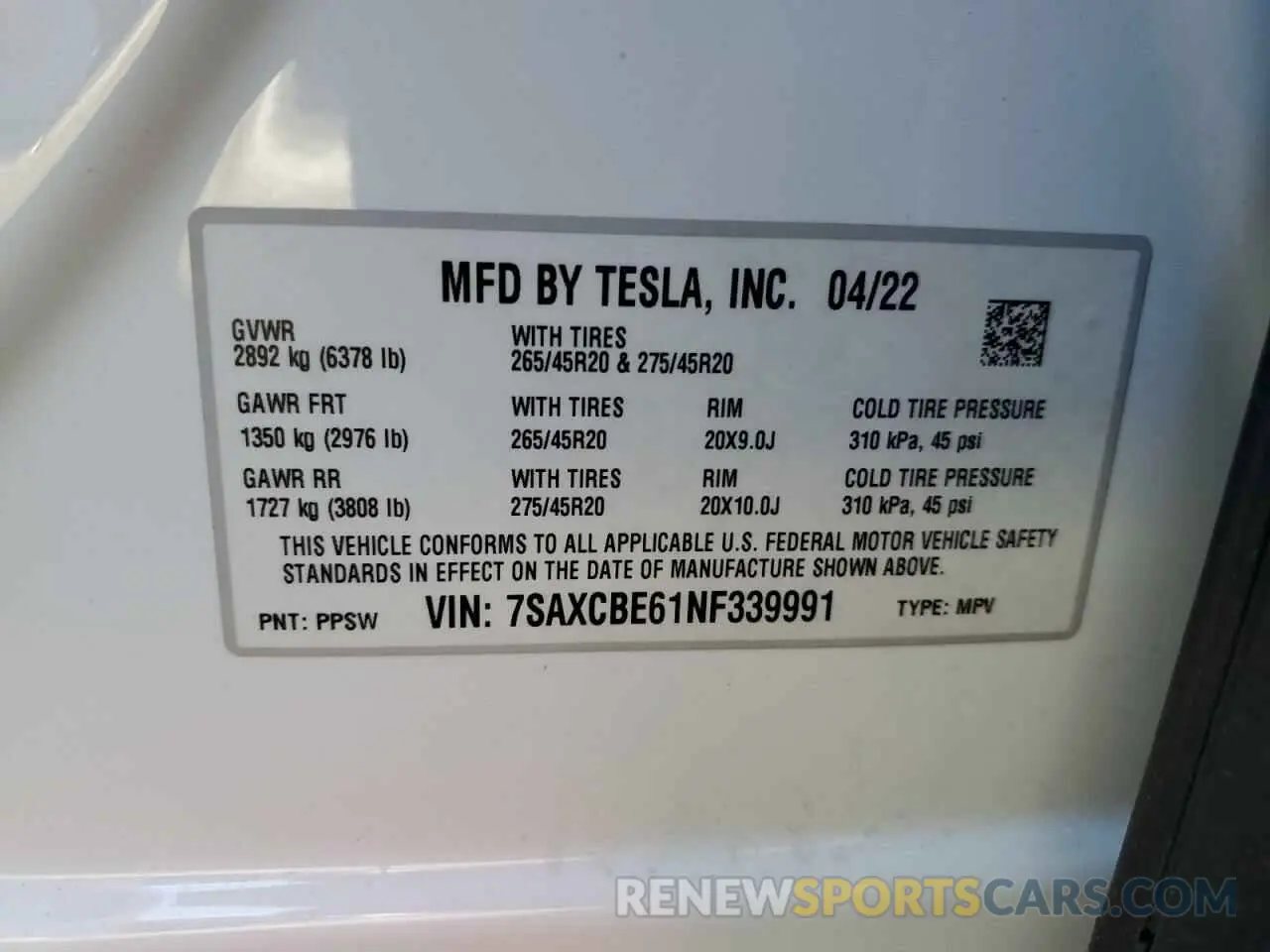 13 fotografías del automóvil dañado 7SAXCBE61NF339991 TESLA MODEL X 2022