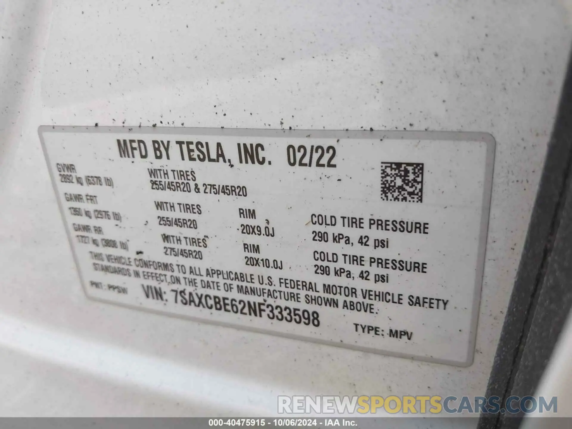 9 fotografías del automóvil dañado 7SAXCBE62NF333598 TESLA MODEL X 2022