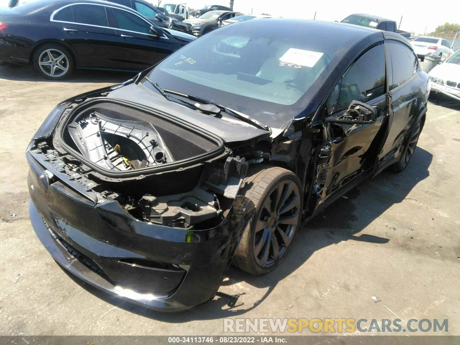 2 fotografías del automóvil dañado 7SAXCBE64NF331576 TESLA MODEL X 2022