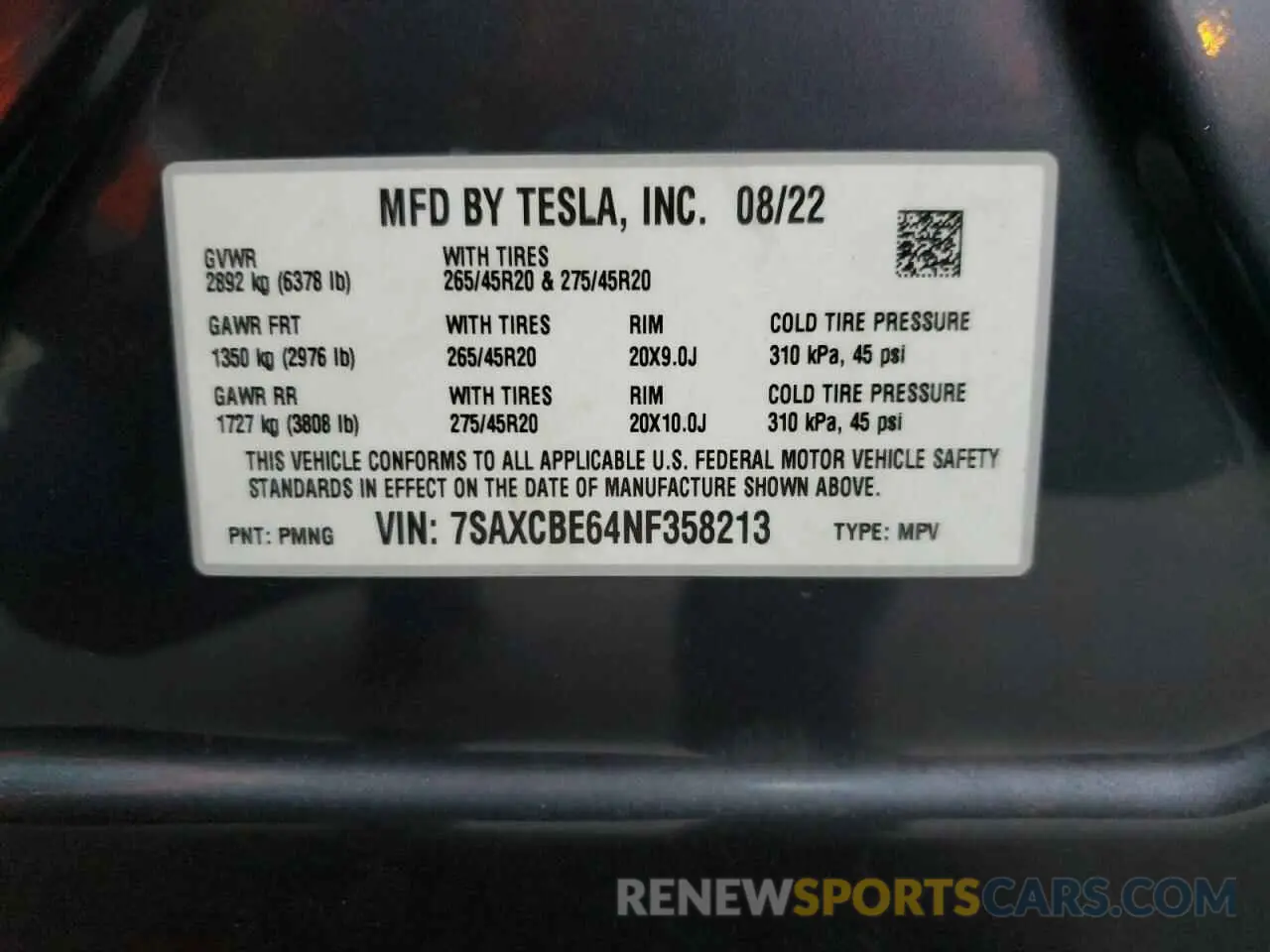 15 fotografías del automóvil dañado 7SAXCBE64NF358213 TESLA MODEL X 2022