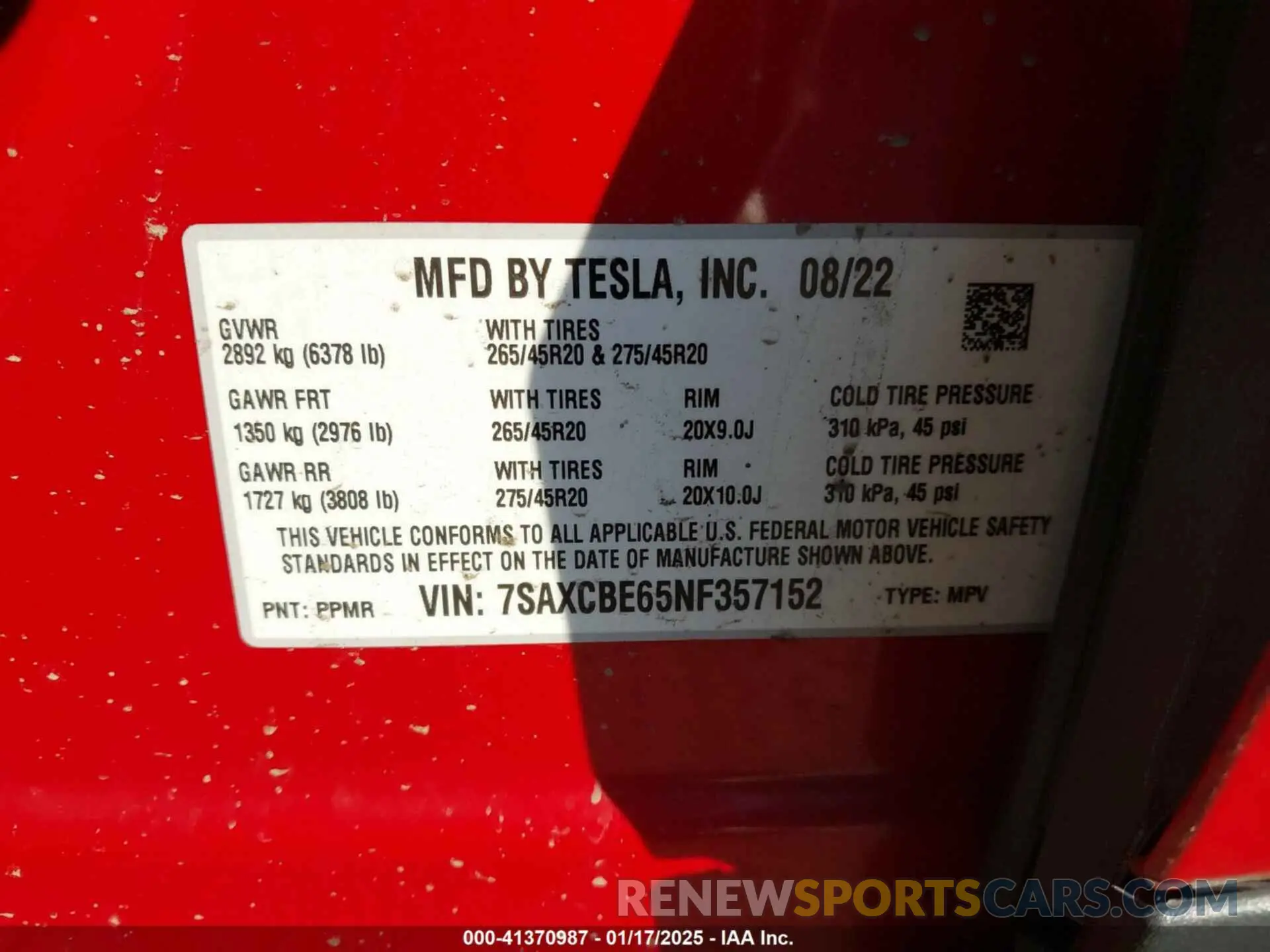 9 fotografías del automóvil dañado 7SAXCBE65NF357152 TESLA MODEL X 2022