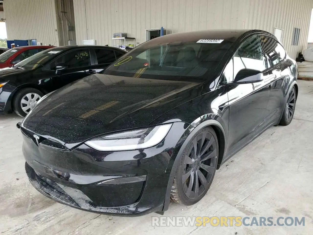 2 fotografías del automóvil dañado 7SAXCBE68NF340412 TESLA MODEL X 2022