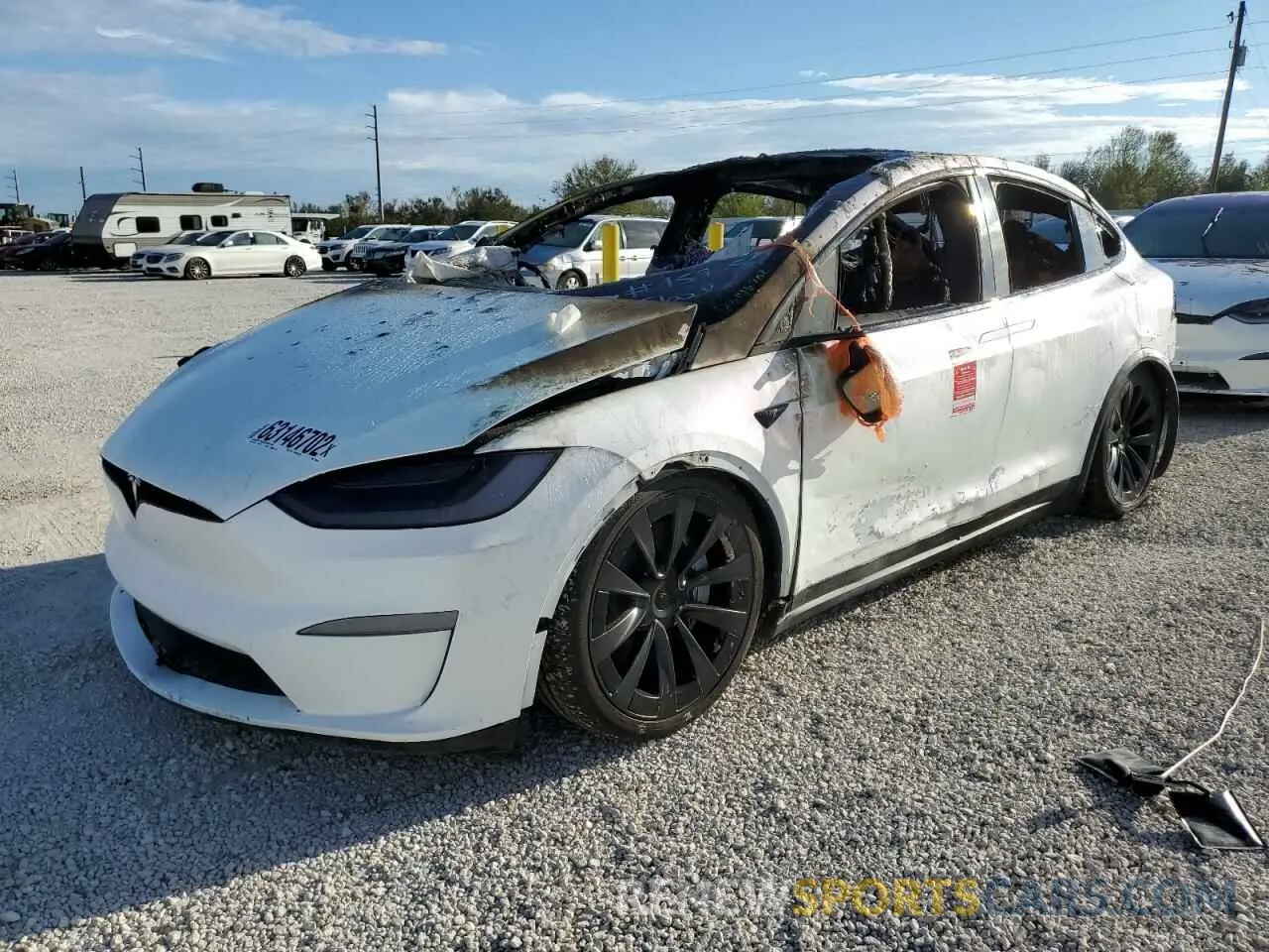 2 fotografías del automóvil dañado 7SAXCBE68NF341544 TESLA MODEL X 2022