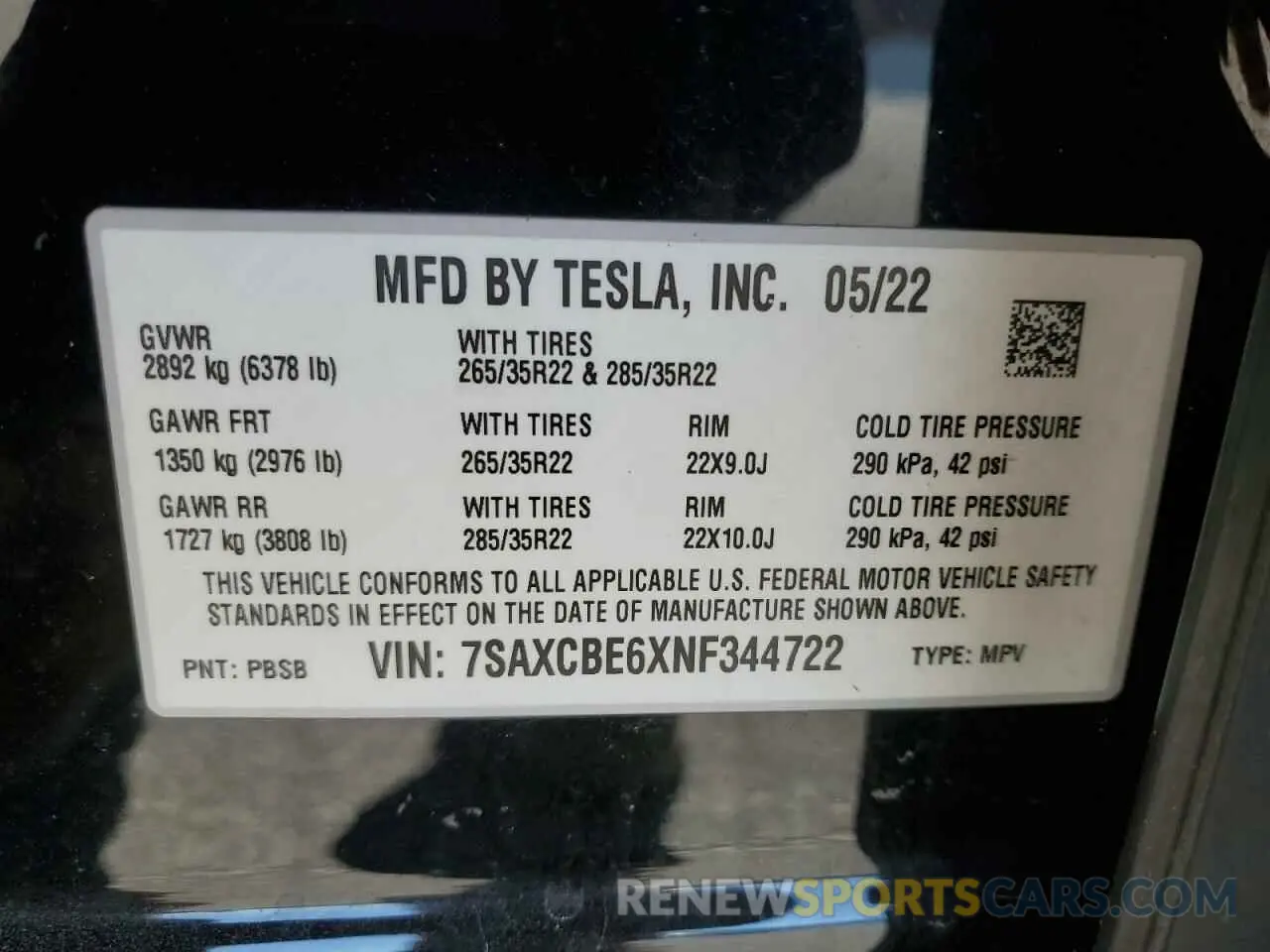 13 fotografías del automóvil dañado 7SAXCBE6XNF344722 TESLA MODEL X 2022