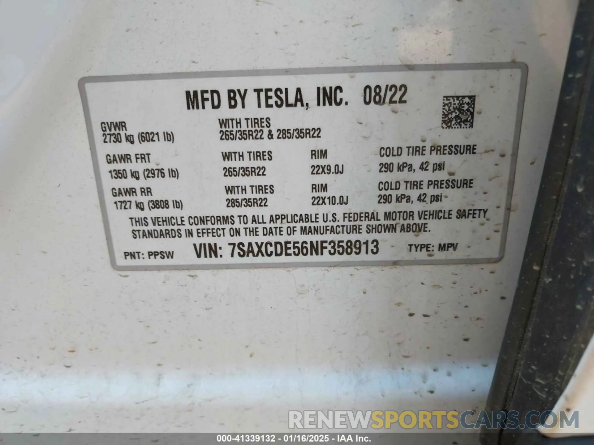 9 fotografías del automóvil dañado 7SAXCDE56NF358913 TESLA MODEL X 2022