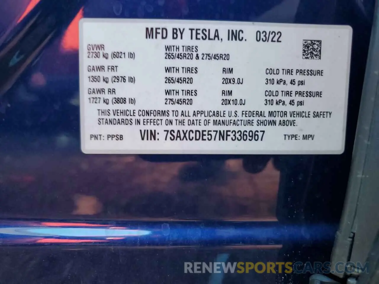14 fotografías del automóvil dañado 7SAXCDE57NF336967 TESLA MODEL X 2022