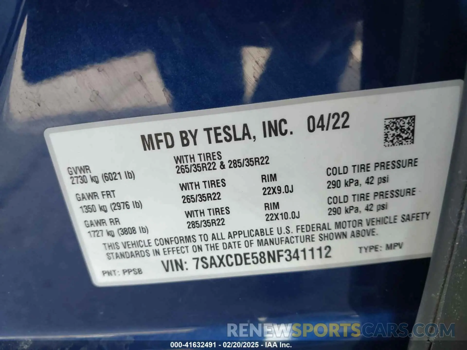 9 fotografías del automóvil dañado 7SAXCDE58NF341112 TESLA MODEL X 2022