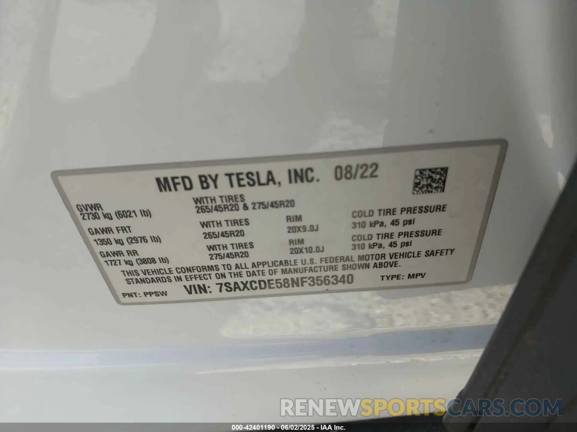 9 fotografías del automóvil dañado 7SAXCDE58NF356340 TESLA MODEL X 2022