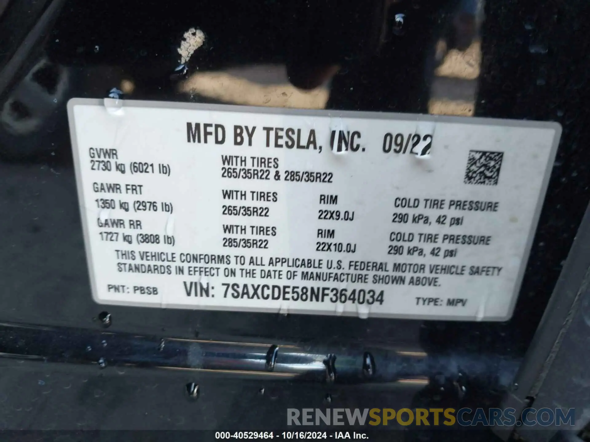 9 fotografías del automóvil dañado 7SAXCDE58NF364034 TESLA MODEL X 2022
