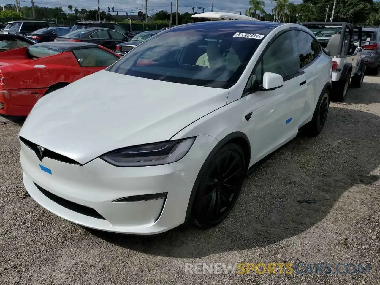 2 fotografías del automóvil dañado 7SAXCDE59NF357822 TESLA MODEL X 2022