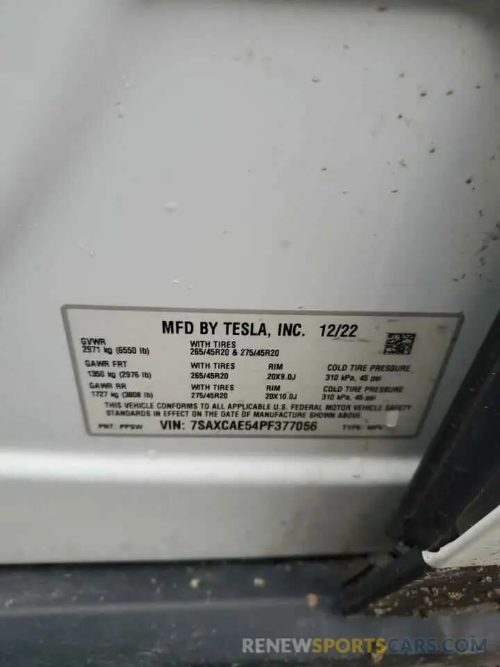 14 fotografías del automóvil dañado 7SAXCAE54PF377056 TESLA MODEL X 2023