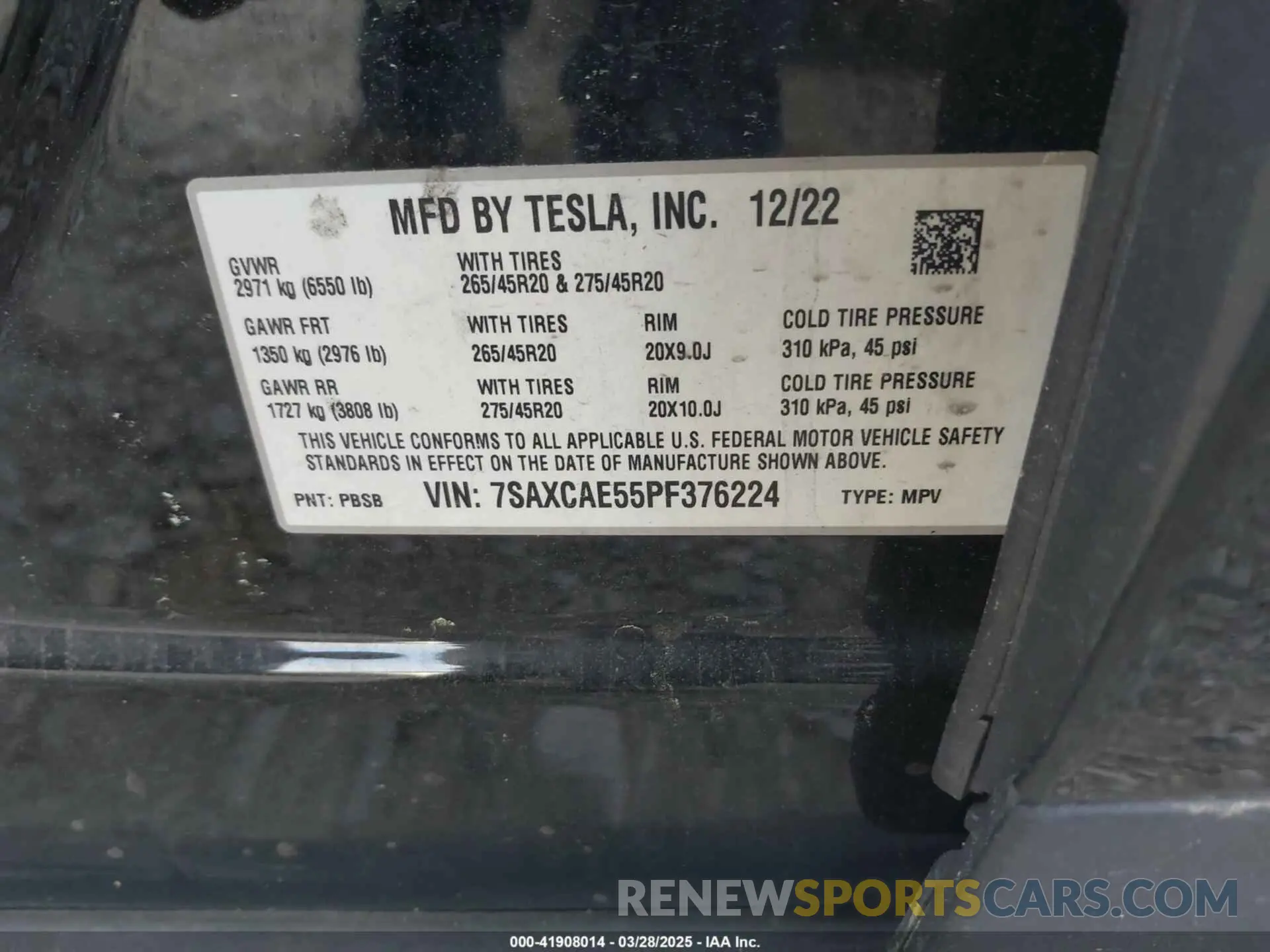 9 fotografías del automóvil dañado 7SAXCAE55PF376224 TESLA MODEL X 2023