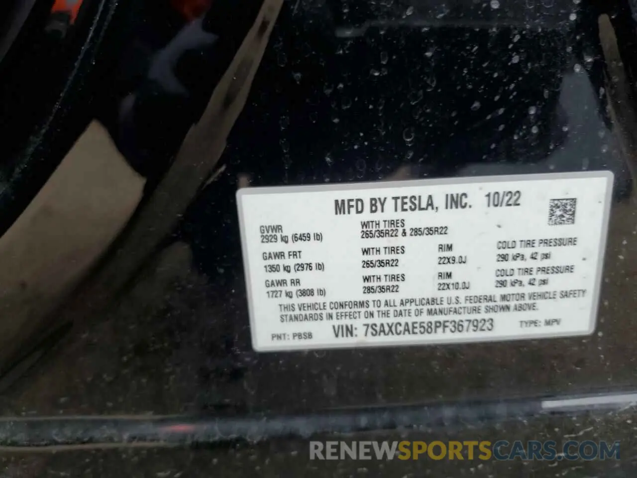 14 fotografías del automóvil dañado 7SAXCAE58PF367923 TESLA MODEL X 2023