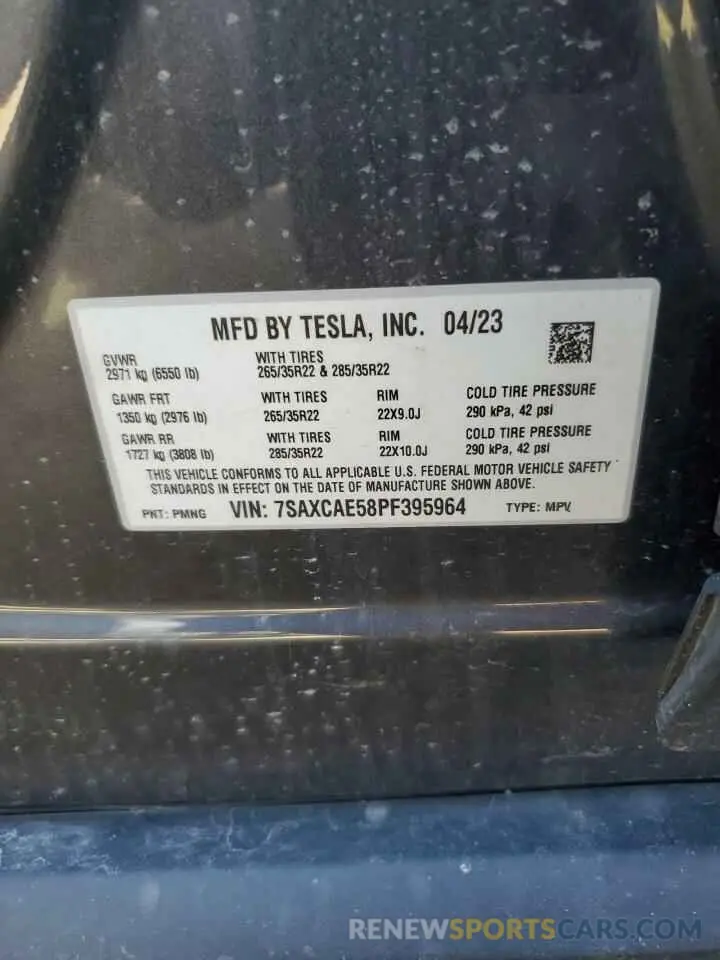 15 fotografías del automóvil dañado 7SAXCAE58PF395964 TESLA MODEL X 2023
