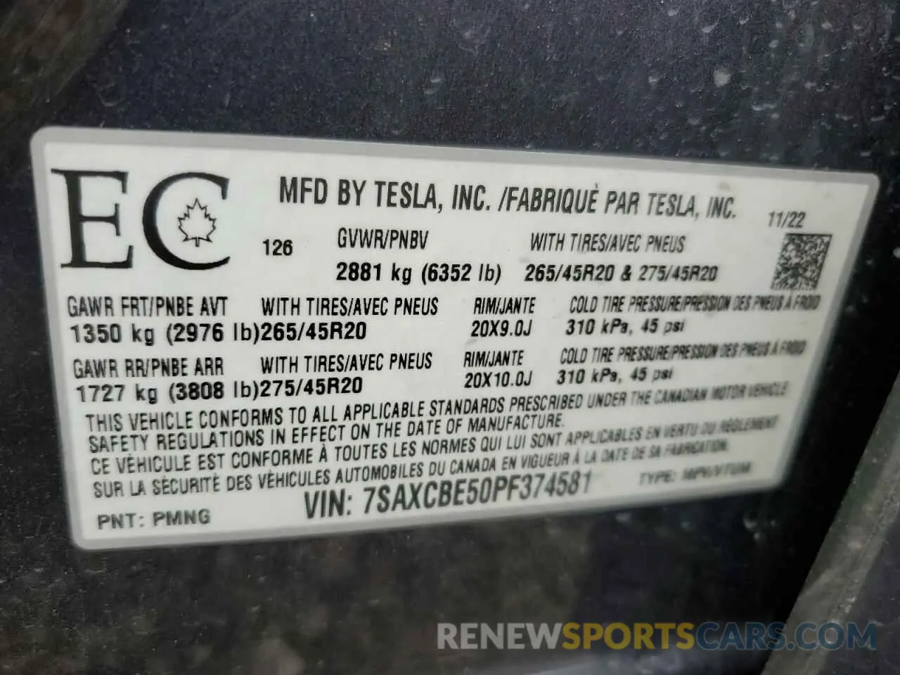 13 fotografías del automóvil dañado 7SAXCBE50PF374581 TESLA MODEL X 2023