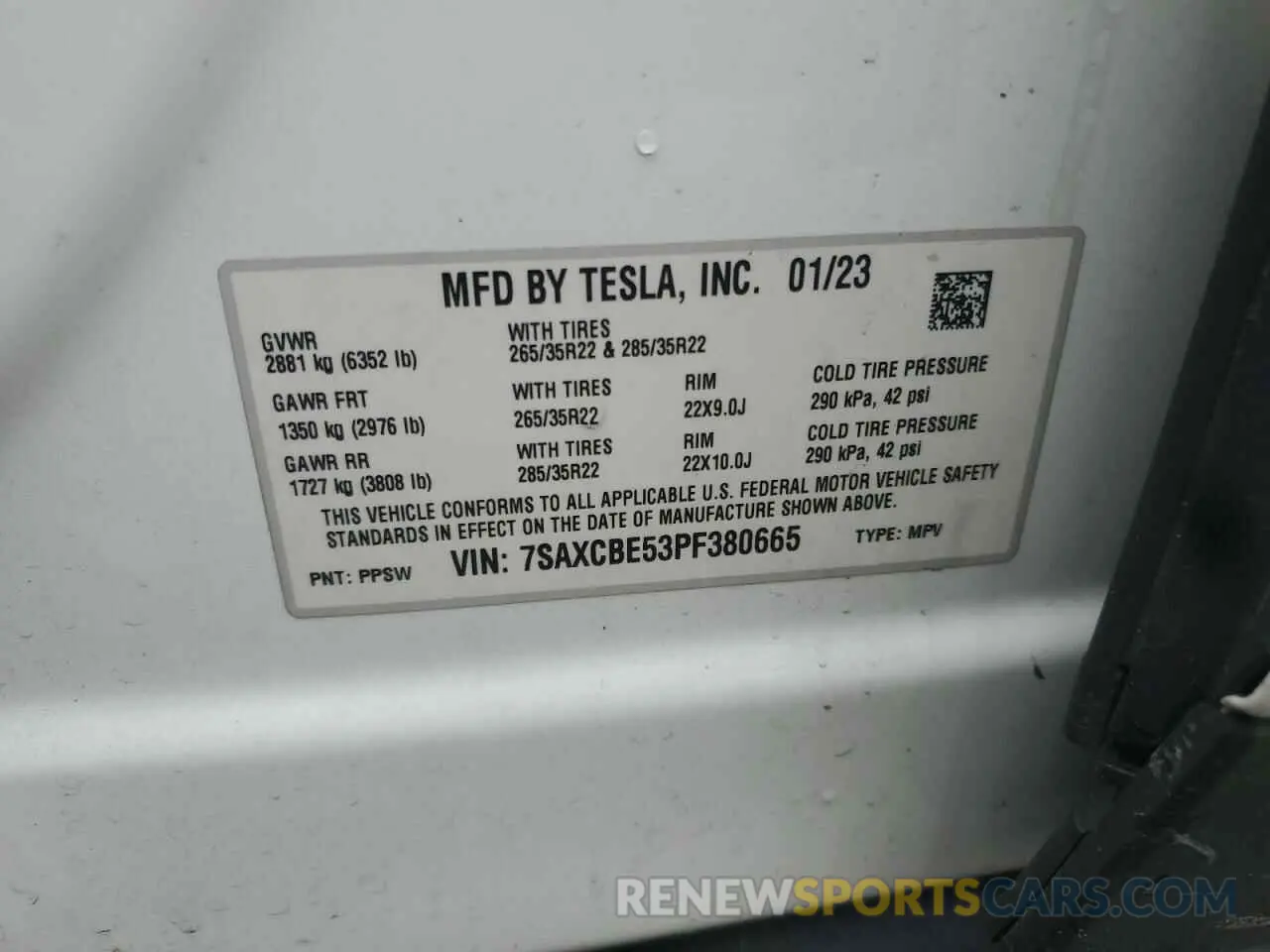 13 fotografías del automóvil dañado 7SAXCBE53PF380665 TESLA MODEL X 2023