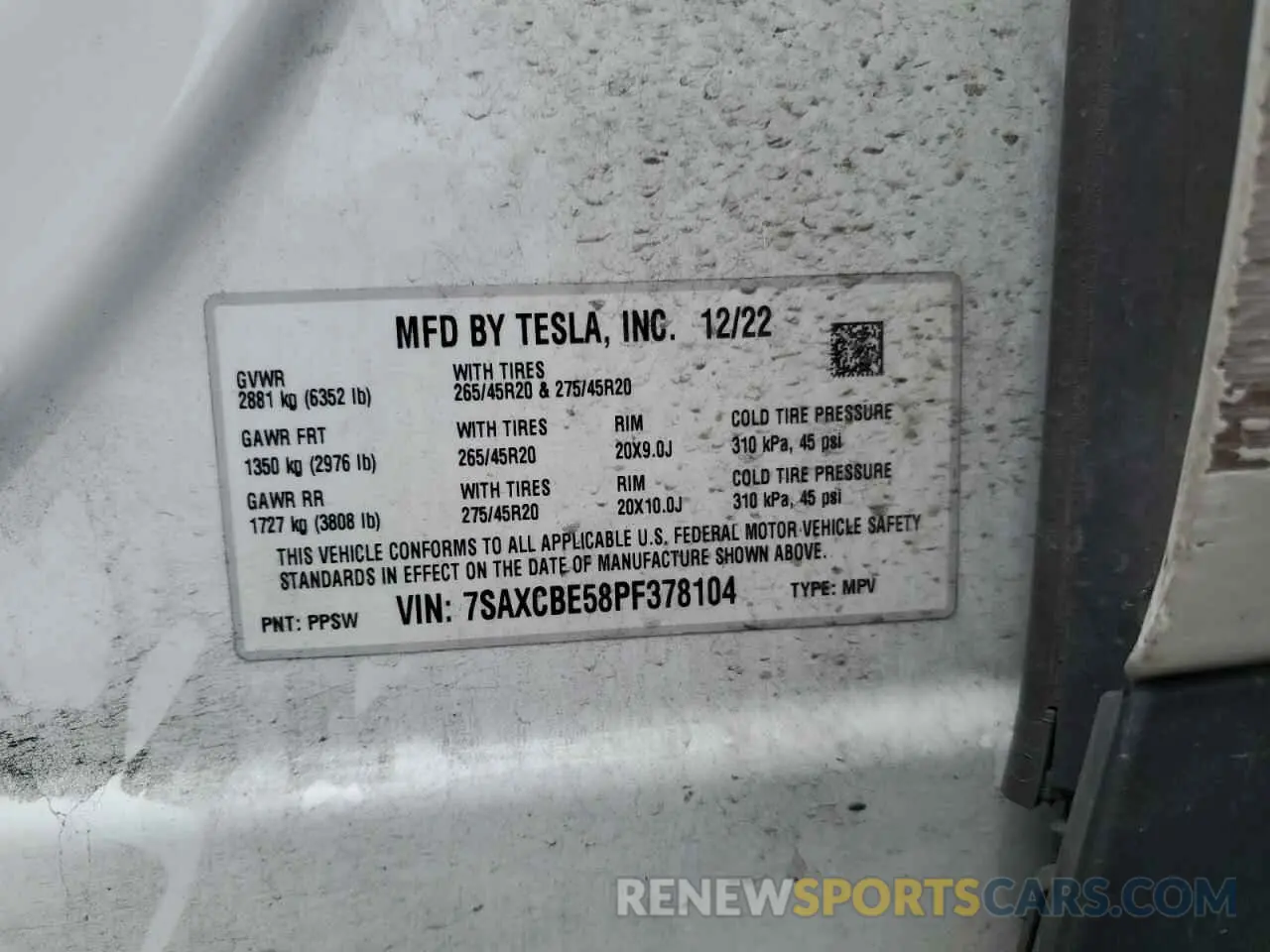 13 fotografías del automóvil dañado 7SAXCBE58PF378104 TESLA MODEL X 2023