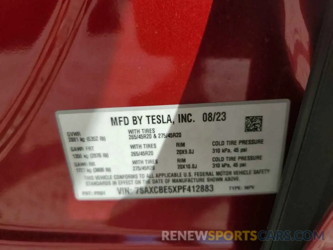 13 fotografías del automóvil dañado 7SAXCBE5XPF412883 TESLA MODEL X 2023