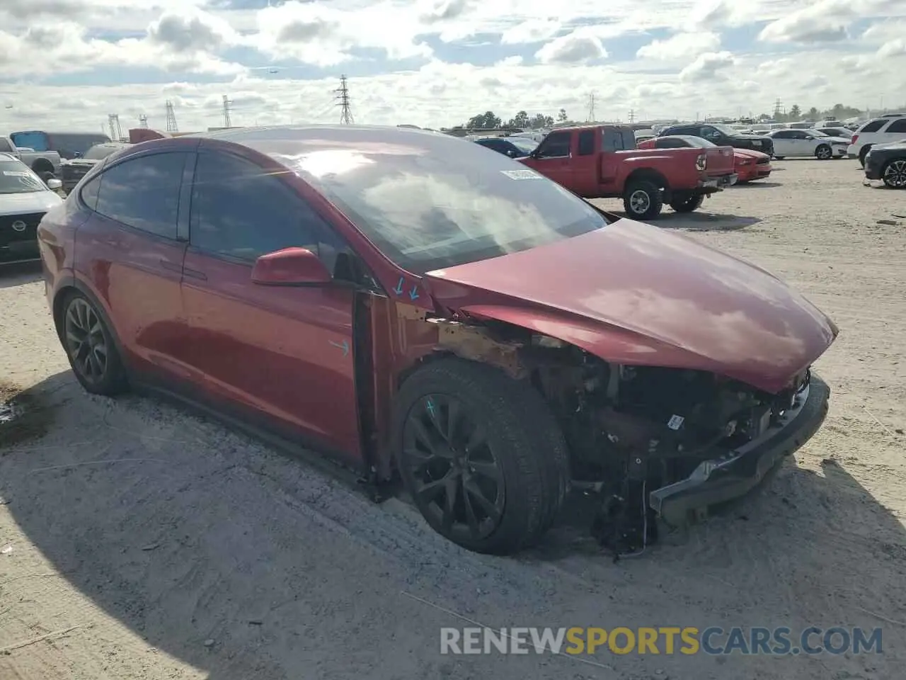 4 fotografías del automóvil dañado 7SAXCBE5XPF412883 TESLA MODEL X 2023