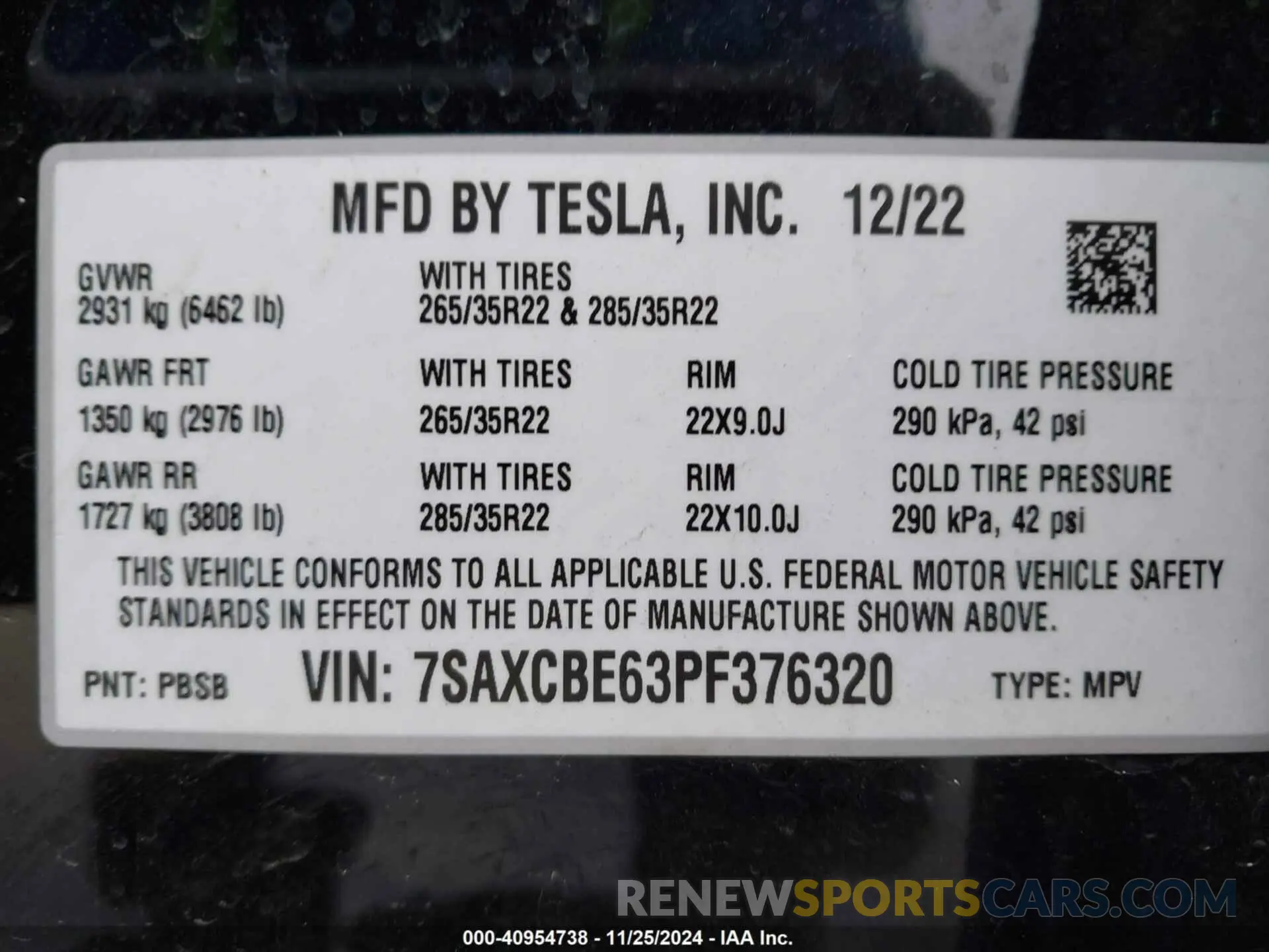 9 fotografías del automóvil dañado 7SAXCBE63PF376320 TESLA MODEL X 2023