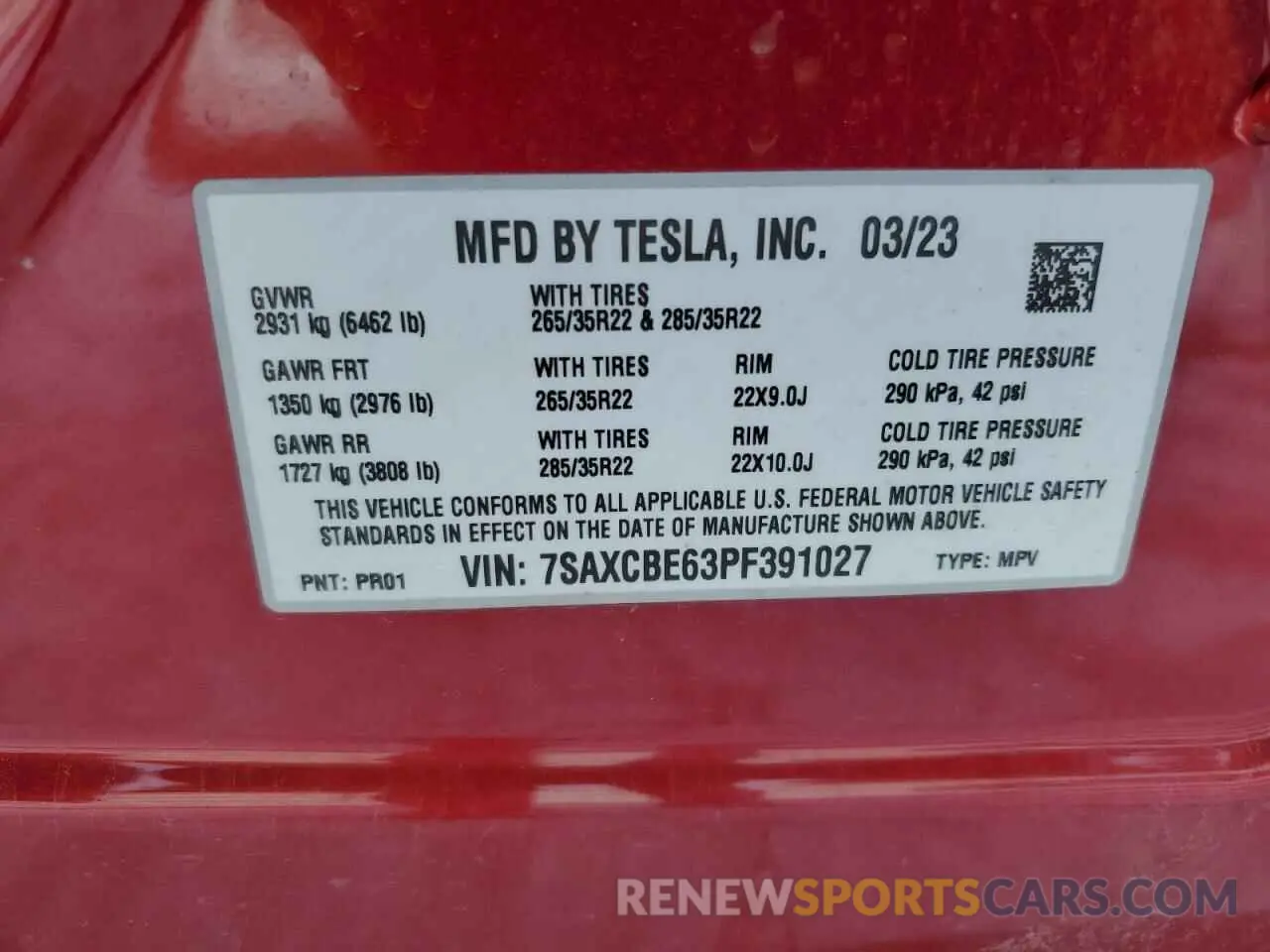 13 fotografías del automóvil dañado 7SAXCBE63PF391027 TESLA MODEL X 2023