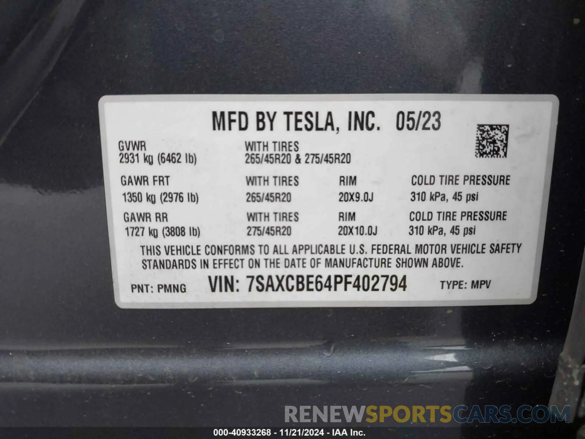 9 fotografías del automóvil dañado 7SAXCBE64PF402794 TESLA MODEL X 2023