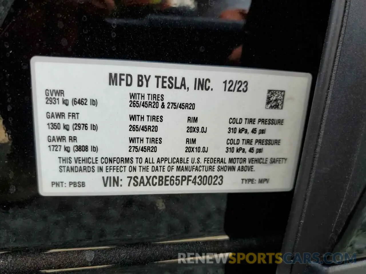 14 fotografías del automóvil dañado 7SAXCBE65PF430023 TESLA MODEL X 2023