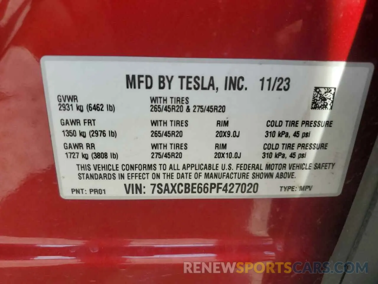 14 fotografías del automóvil dañado 7SAXCBE66PF427020 TESLA MODEL X 2023