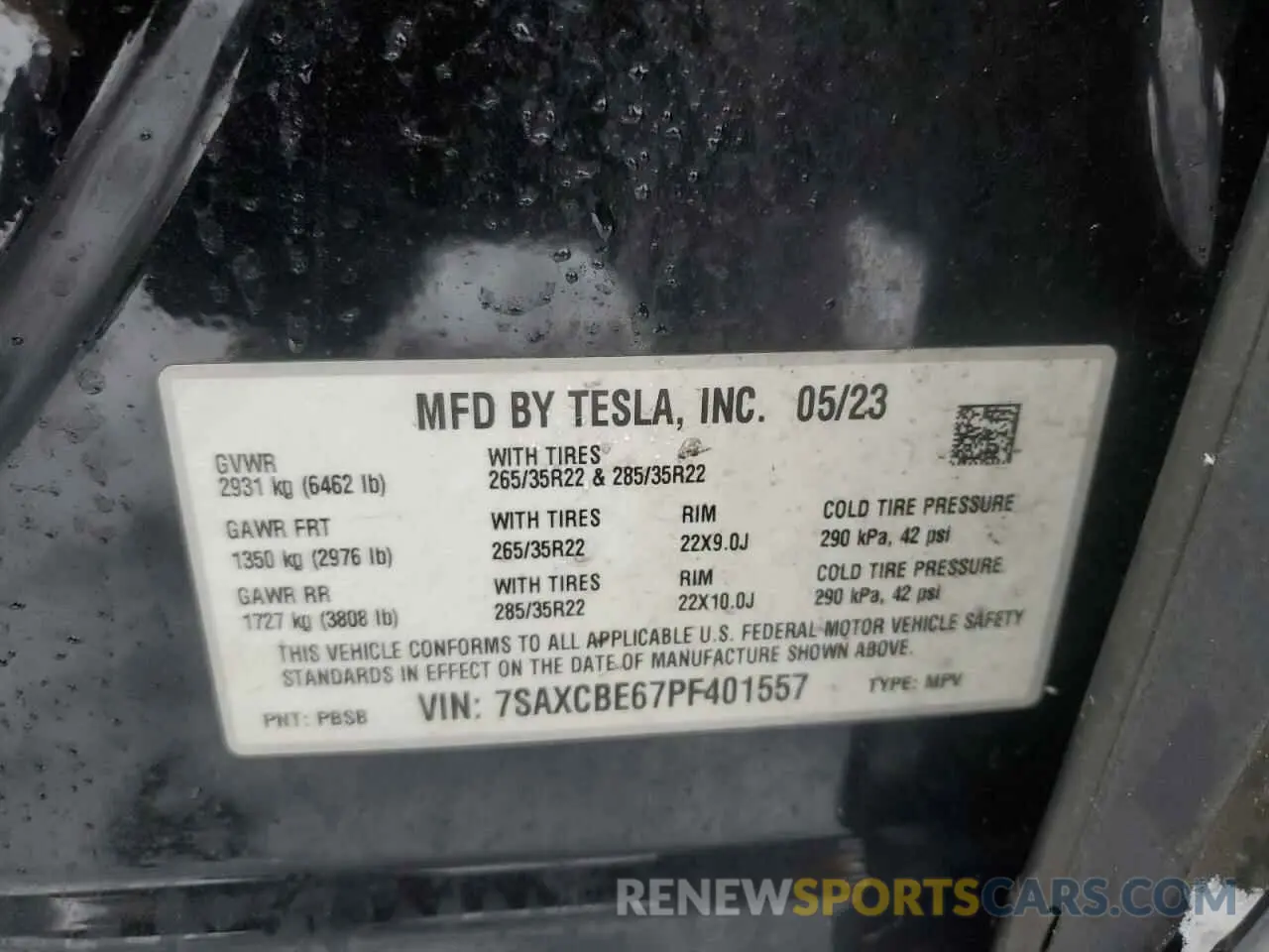 14 fotografías del automóvil dañado 7SAXCBE67PF401557 TESLA MODEL X 2023