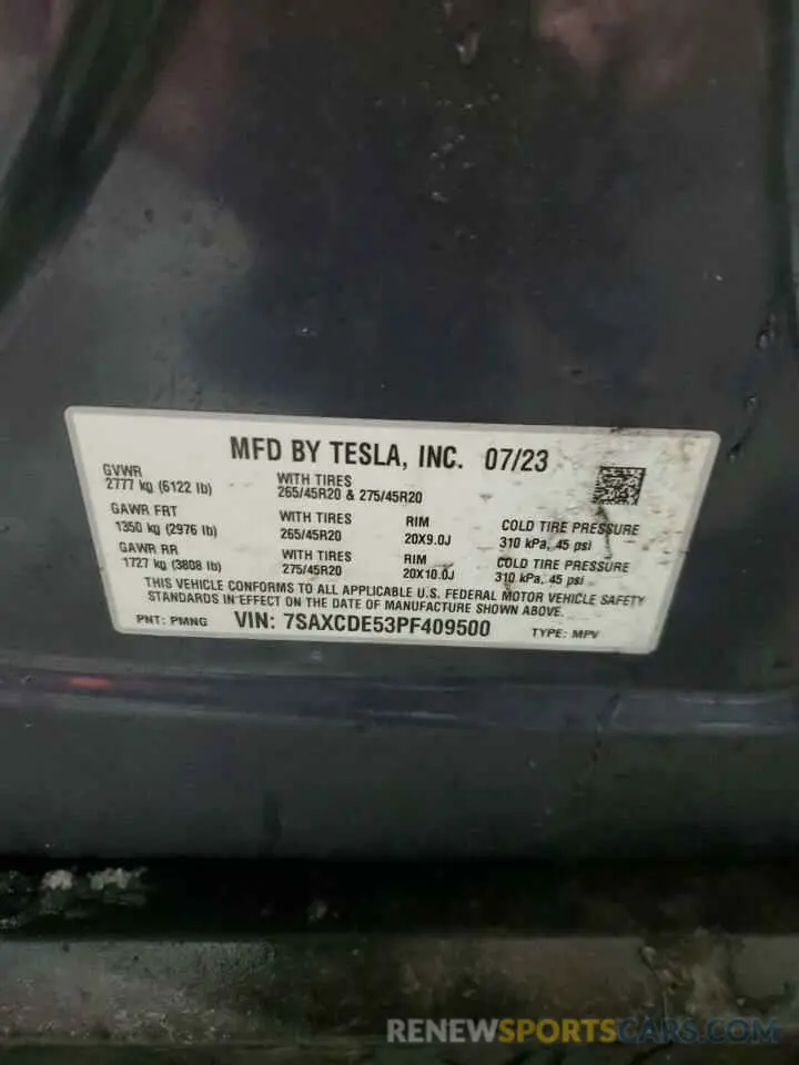 13 fotografías del automóvil dañado 7SAXCDE53PF409500 TESLA MODEL X 2023